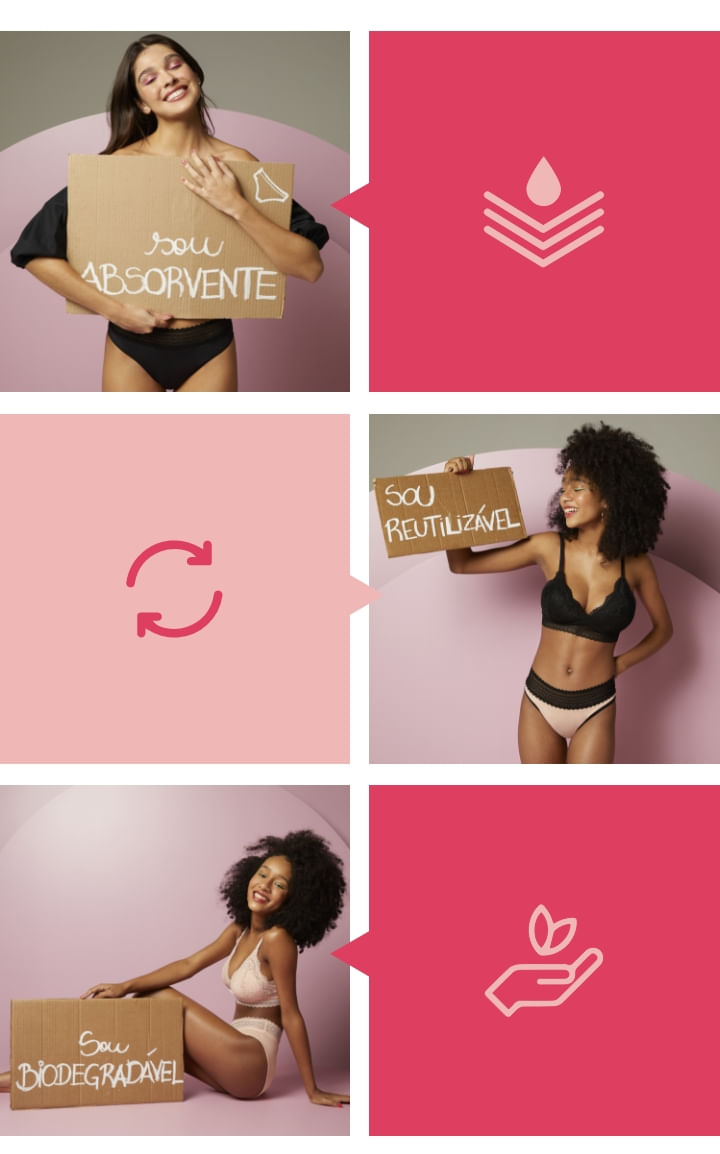 Calcinha absorvente, reutilizável e biodegradável